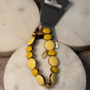 (#57) Pilgrim Vibrant Yellow and Gold Bracelet